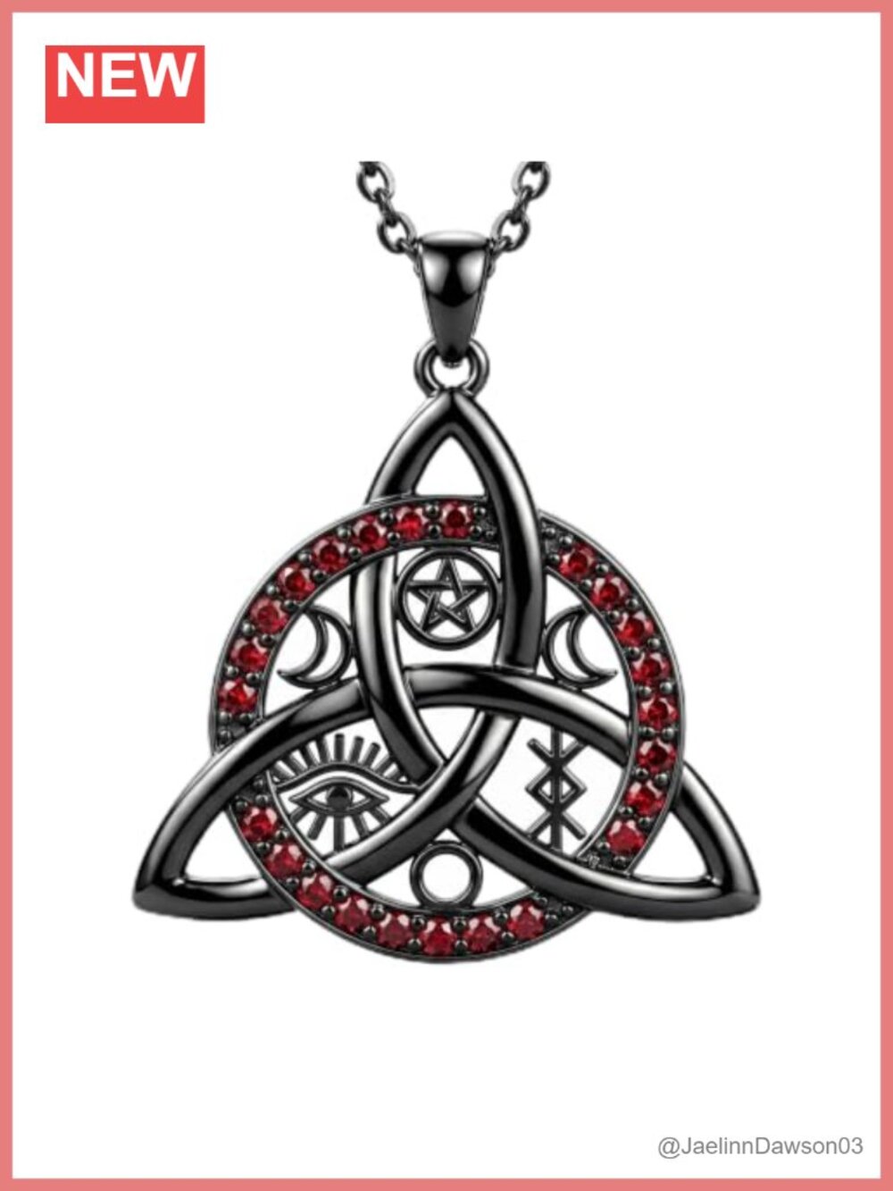 Celtic Triquetra Necklace Ruby Pendant Necklace Women Jewelry Gift